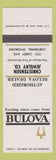 Matchbook Cover - Bulova Watches Christensen Jewelry Cheyenne WY