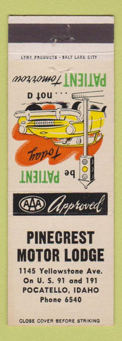 Matchbook Cover - Pinecrest Motor Lodge Pocatello ID