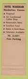 Matchbook Cover - Hotel Wareham Manhattan KS