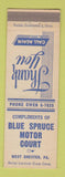 Matchbook Cover - Blue Spruce Motor Court West Chester PA