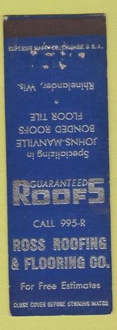 Matchbook Cover - Ross Roofing Flooring Rhinelander WI