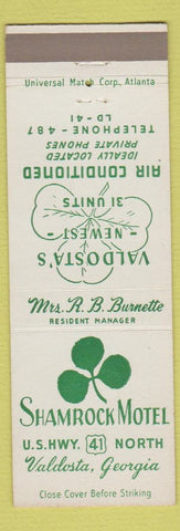 Matchbook Cover - Shamrock Motel Valdosta GA
