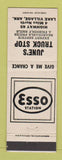 Matchbook Cover - June's Truck Stop Esso oil gas Lake Village AR