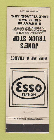 Matchbook Cover - June's Truck Stop Esso oil gas Lake Village AR