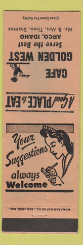 Matchbook Cover - Cafe Golden West Arco ID girlie