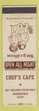 Matchbook Cover - Chef's Cafe Bakersfield CA