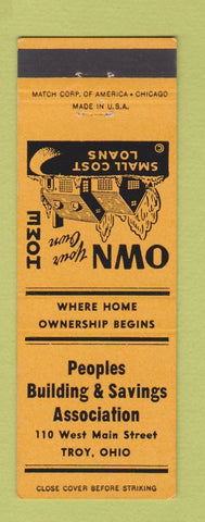 Matchbook Cover - Peoples Building Savings Troy OH