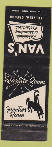 Matchbook Cover - Van's Restaurant Lakeview OR