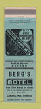 Matchbook Cover - Berg's Motel Lakota ND