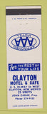 Matchbook Cover - Clayton Motel Cafe Clayton NM