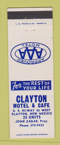 Matchbook Cover - Clayton Motel Cafe Clayton NM