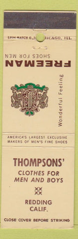 Matchbook Cover - Freeman Mens Shoes Redding CA