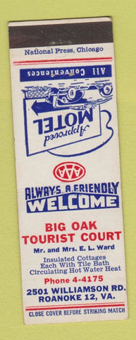 Matchbook Cover - Big Oak Tourist Court Roanoke VA