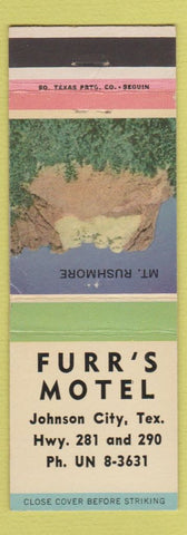 Matchbook Cover - Furr's Motel Johnson City TX