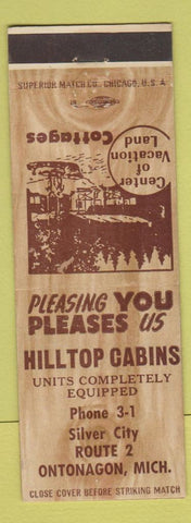 Matchbook Cover - Hilltop Cabins Ontonagon MI
