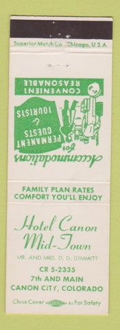 Matchbook Cover - Hotel Canon Mid Town Canon City Colorado