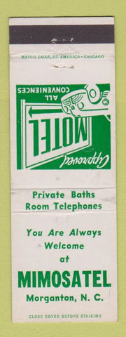 Matchbook Cover - Mimosatel Morgantown NC motel