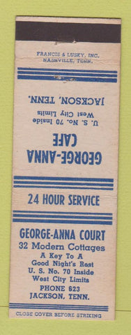 Matchbook Cover - George Anna Court Jackson TN Cottages Cafe