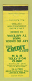 Matchbook Cover - M and M TV Clinic Lincoln NE
