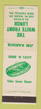 Matchbook Cover - White Front Lunch hot dogs New Castle PA