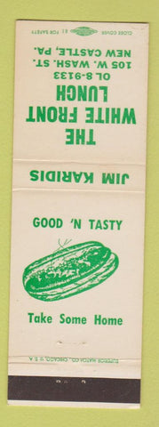 Matchbook Cover - White Front Lunch hot dogs New Castle PA