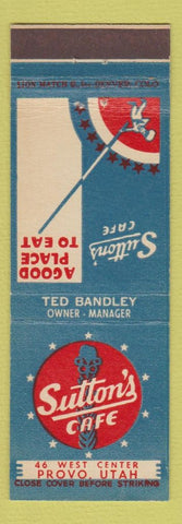 Matchbook Cover - Sutton's Cafe Provo UT