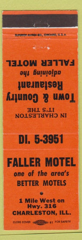 Matchbook Cover - Faller Motel Charleston IL Town Country Restaurant