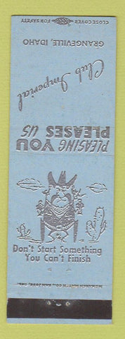 Matchbook Cover - Club Imperial Grangeville ID