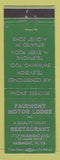 Matchbook Cover - Fairmont Motor Lodge Restaurant Fairmont WV