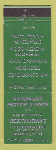 Matchbook Cover - Fairmont Motor Lodge Restaurant Fairmont WV