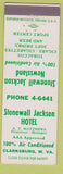 Matchbook Cover - Stonewall Jackson Hotel Clarksburg WV