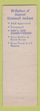 Matchbook Cover - Stonewall Jackson Hotel Clarksburg WV