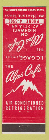 Matchbook Cover - Alps CAfe Mount Pleasant TX
