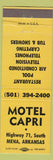 Matchbook Cover - Motel Capri Mena AR