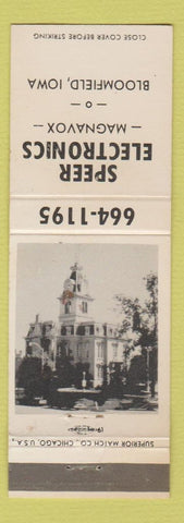 Matchbook Cover - Speer Electronics Magnavox Bloomfield IA