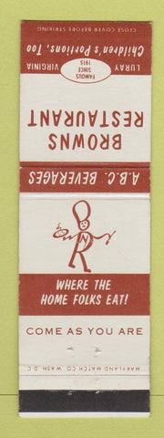 Matchbook Cover - Browns Restaurant Luray VA
