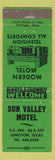 Matchbook Cover - Sun Valley Motel Junction TX