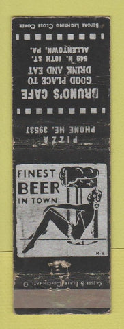 Matchbook Cover - Bruno's Cafe Allentown PA girlie WORN