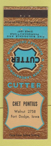 Matchbook Cover - Cutter Labs Chet Pontius Fort Dodge IA