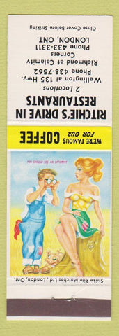 Matchbook Cover - Ritchie's Drive In Restaurants London ON hillbilly