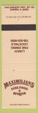 Matchbook Cover - Maximilians Restaurant Darien IL