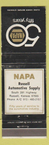 Matchbook Cover - NAPA Auto Parts Russell KS WORN