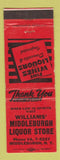 Matchbook Cover - Williams' Middleburgh Liquor Store NY