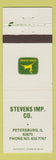 Matchbook Cover - John Deere Tractors Stevens Implement Petersburg IL