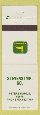 Matchbook Cover - John Deere Tractors Stevens Implement Petersburg IL