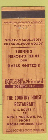Matchbook Cover - Country House Restaurant New Kingstown PA