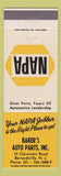 Matchbook Cover - NAPA Auto Parts Bernardsville NJ