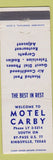 Matchbook Cover - Motel Carby Kingsville TX