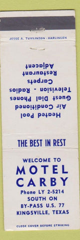 Matchbook Cover - Motel Carby Kingsville TX