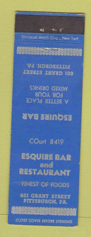 Matchbook Cover - Esquire Bar Restaurant Pittsburgh PA